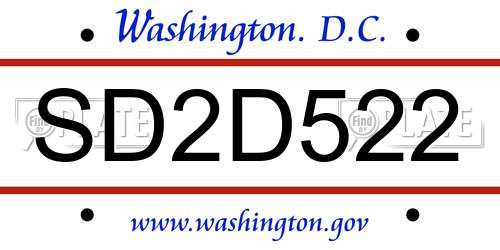 SD2D522 District Of Columbia License Plate