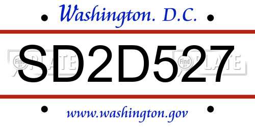 SD2D527 District Of Columbia License Plate