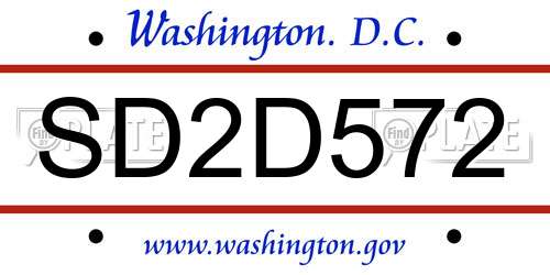 SD2D572 District Of Columbia License Plate