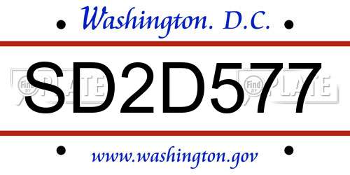 SD2D577 District Of Columbia License Plate