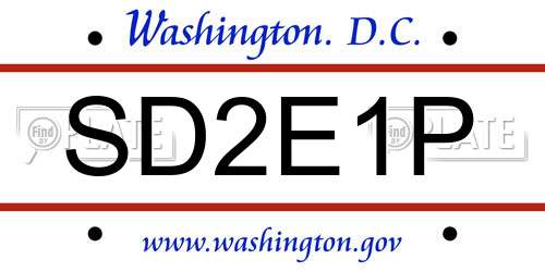 SD2E1P District Of Columbia License Plate