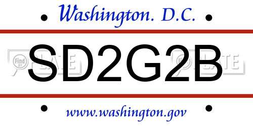 SD2G2B District Of Columbia License Plate