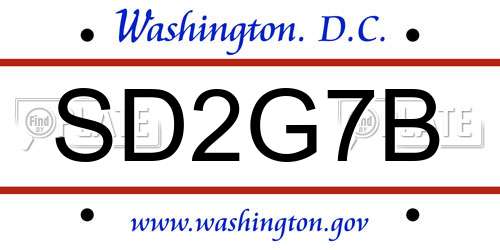 SD2G7B District Of Columbia License Plate
