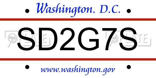 SD2G7S District Of Columbia License Plate