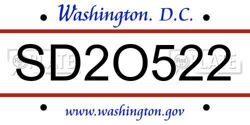 SD2O522 District Of Columbia License Plate