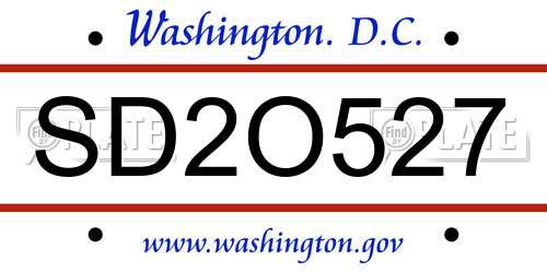 SD2O527 District Of Columbia License Plate