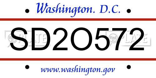 SD2O572 District Of Columbia License Plate
