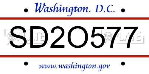 SD2O577 District Of Columbia License Plate