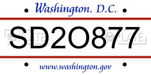 SD2O877 District Of Columbia License Plate