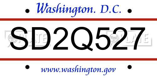 SD2Q527 District Of Columbia License Plate
