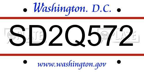 SD2Q572 District Of Columbia License Plate