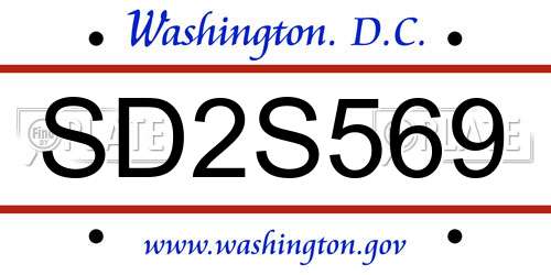 SD2S569 District Of Columbia License Plate