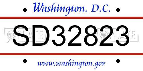 SD32823 District Of Columbia License Plate