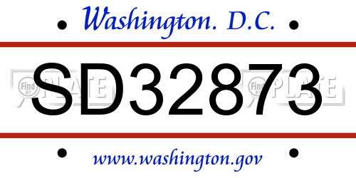 SD32873 District Of Columbia License Plate