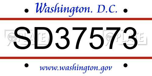 SD37573 District Of Columbia License Plate