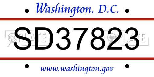 SD37823 District Of Columbia License Plate