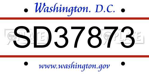 SD37873 District Of Columbia License Plate