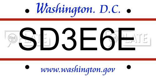 SD3E6E District Of Columbia License Plate