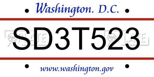 SD3T523 District Of Columbia License Plate