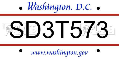 SD3T573 District Of Columbia License Plate
