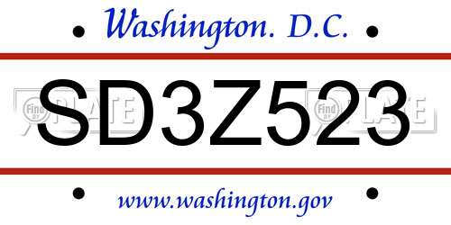 SD3Z523 District Of Columbia License Plate