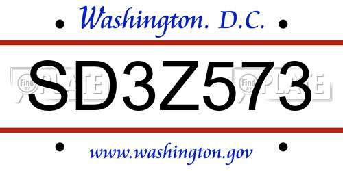 SD3Z573 District Of Columbia License Plate