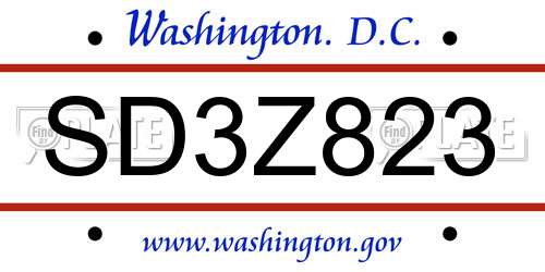 SD3Z823 District Of Columbia License Plate