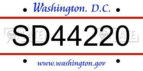 SD44220 District Of Columbia License Plate
