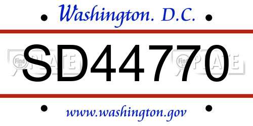 SD44770 District Of Columbia License Plate