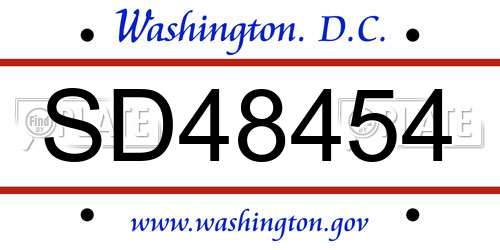 SD48454 District Of Columbia License Plate