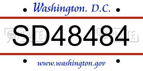 SD48484 District Of Columbia License Plate