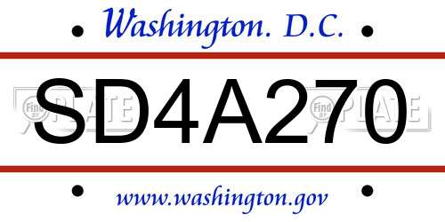 SD4A270 District Of Columbia License Plate
