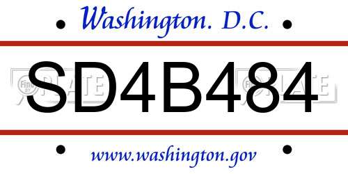 SD4B484 District Of Columbia License Plate