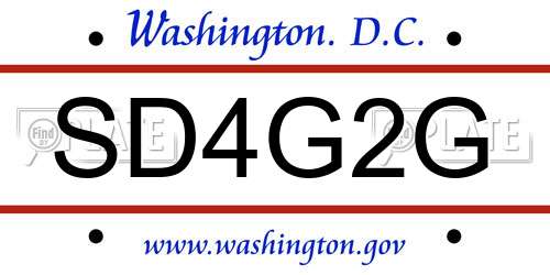 SD4G2G District Of Columbia License Plate