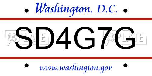 SD4G7G District Of Columbia License Plate