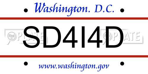 SD4I4D District Of Columbia License Plate