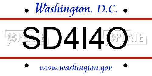 SD4I4O District Of Columbia License Plate