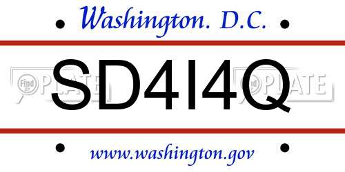 SD4I4Q District Of Columbia License Plate
