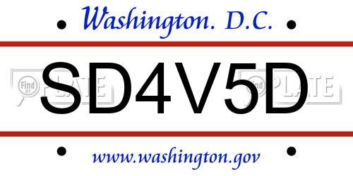 SD4V5D District Of Columbia License Plate