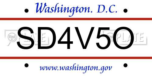 SD4V5O District Of Columbia License Plate