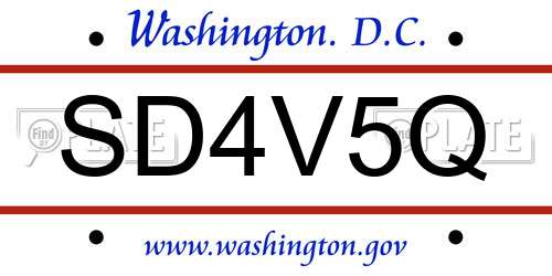 SD4V5Q District Of Columbia License Plate