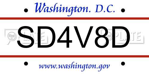 SD4V8D District Of Columbia License Plate