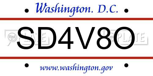 SD4V8O District Of Columbia License Plate