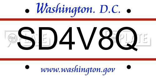SD4V8Q District Of Columbia License Plate