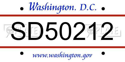SD50212 District Of Columbia License Plate
