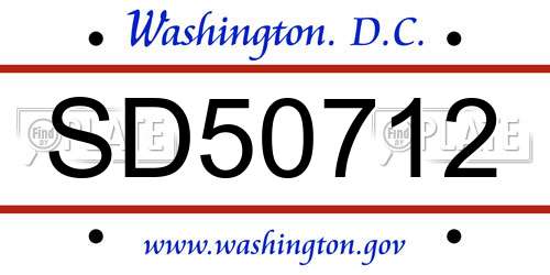 SD50712 District Of Columbia License Plate