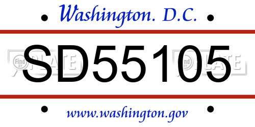 SD55105 District Of Columbia License Plate