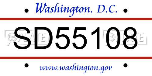 SD55108 District Of Columbia License Plate