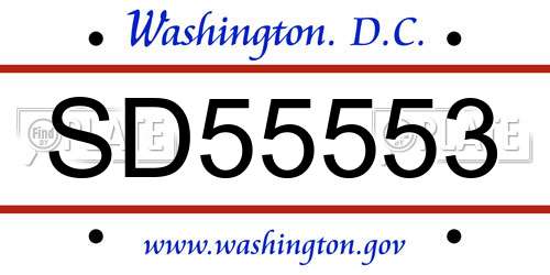 SD55553 District Of Columbia License Plate