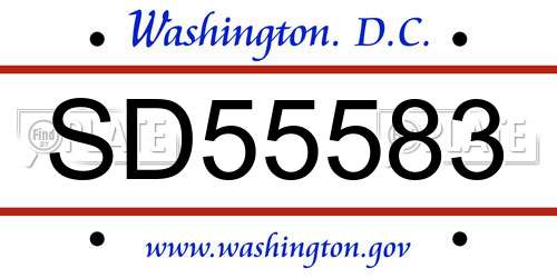 SD55583 District Of Columbia License Plate